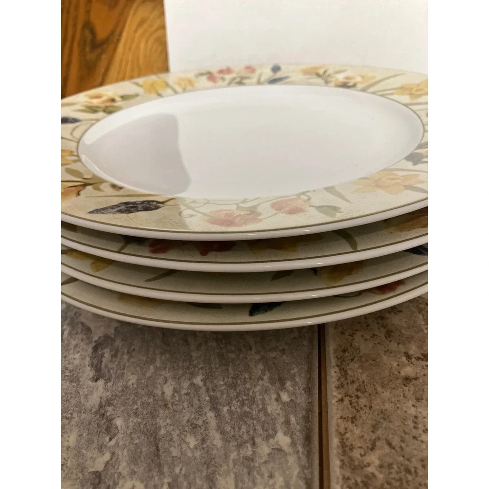 Sakura Oneida Bud Vases Dinner Plates Set of 4 Cheri Blum Floral Stoneware